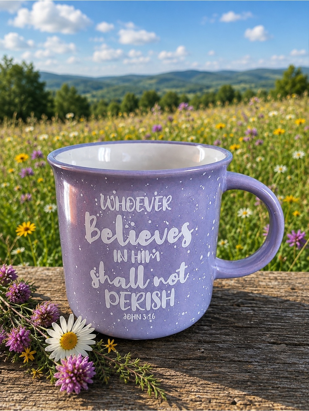 Purple Inspirational Ceramic Mug - 'Whoever Believes'